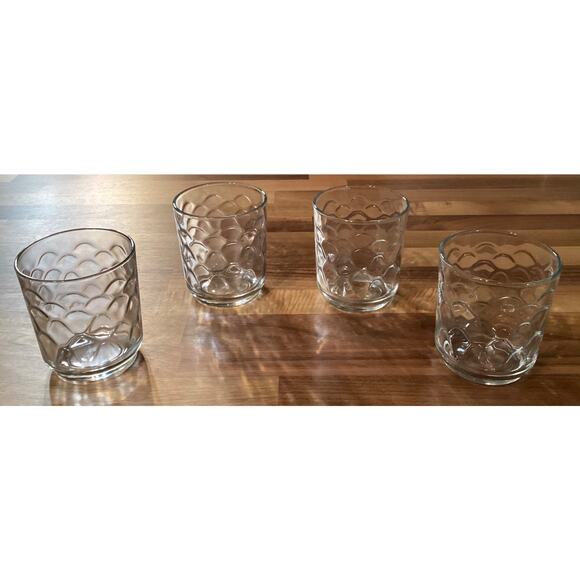 Vintage Libbey Urban Polka Dots Thumbprint Clear Glass Rocks 3.5” Set Of 4 - Picture 4 of 10